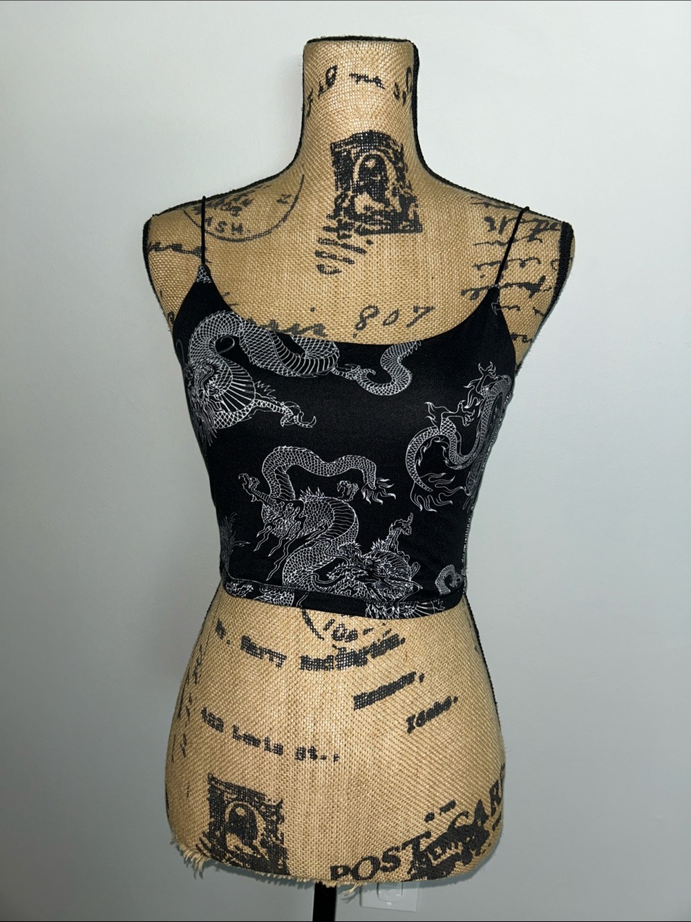 Black Dragon Print Cami Crop Top - Women Intimates & Sleepwear